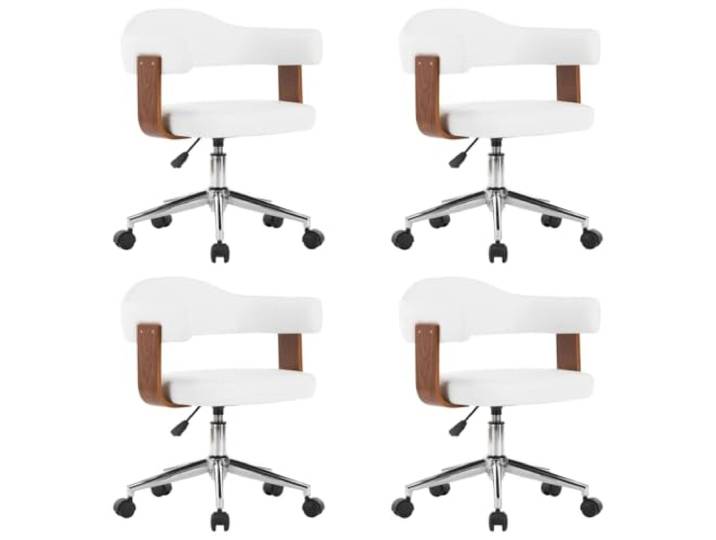 Todiikf 4er Set Drehbare Esszimmerstühle Höhenverstellbar Weiß Modernes 4er Set Drehstühle für Esszimmer und Büro mit Kunstlederbezug, 360 Grad Rotation und stufenloser Höhenverstellung.