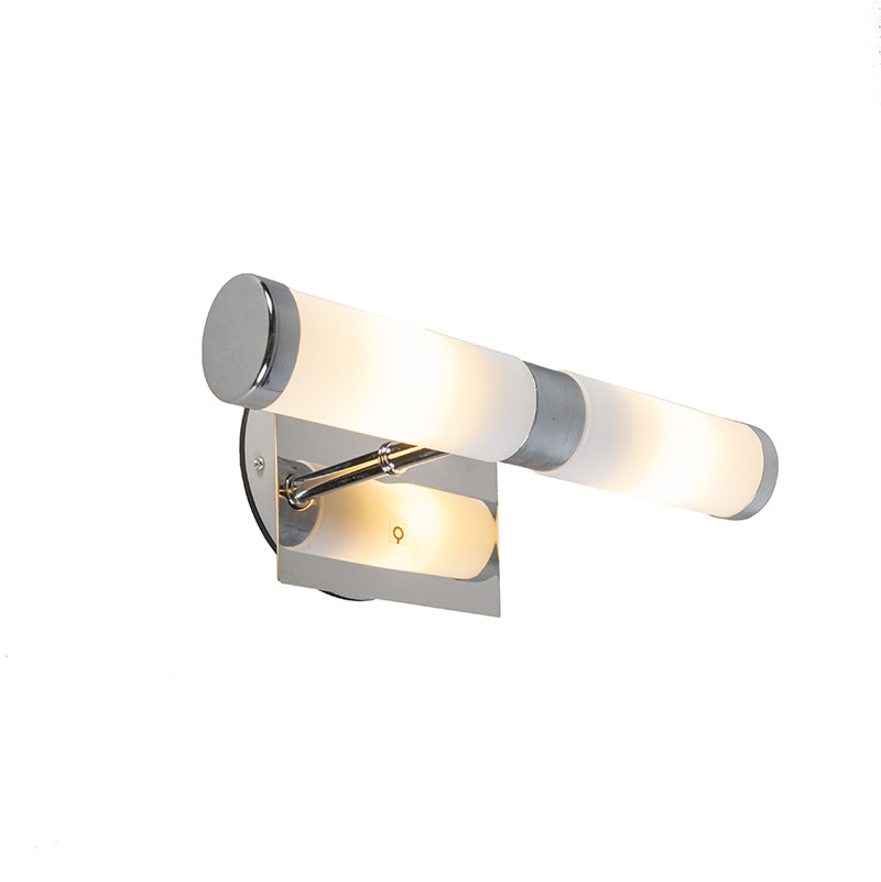 Qazqa Moderne Wandlamp Chroom en Glas IP44 voor de Badkamer