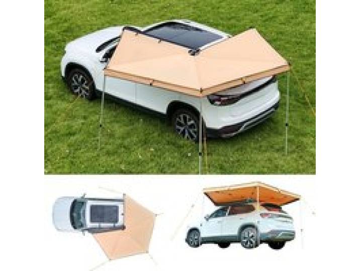 VEVOR Markise Auto, 270°-Markise, 3,19x3,07x2,10 m, Sonnensegel, wasserdicht (UV50+), inklusive Tragetasche, freistehendes Offroad-Vordach, Sonnenunterkunft für SUV, Van, LKW & Camping