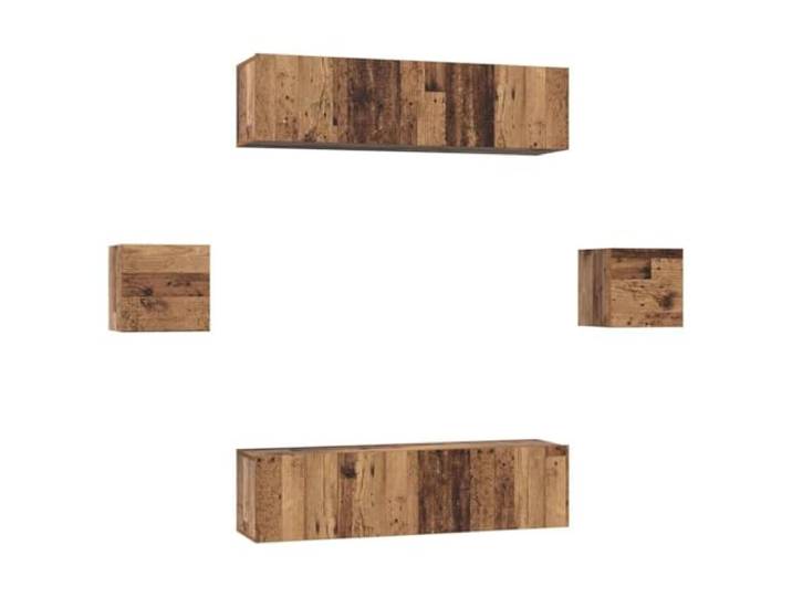 LKJephalotrop TV-Schrank Set 6-teilig Wandmontiert Altholz Holzwerkstoff Flexibles 6er Set Wandboards für Wohnzimmer und Schlafzimmer. Schafft Ordnung mit Scharniertüren und Fachböden.