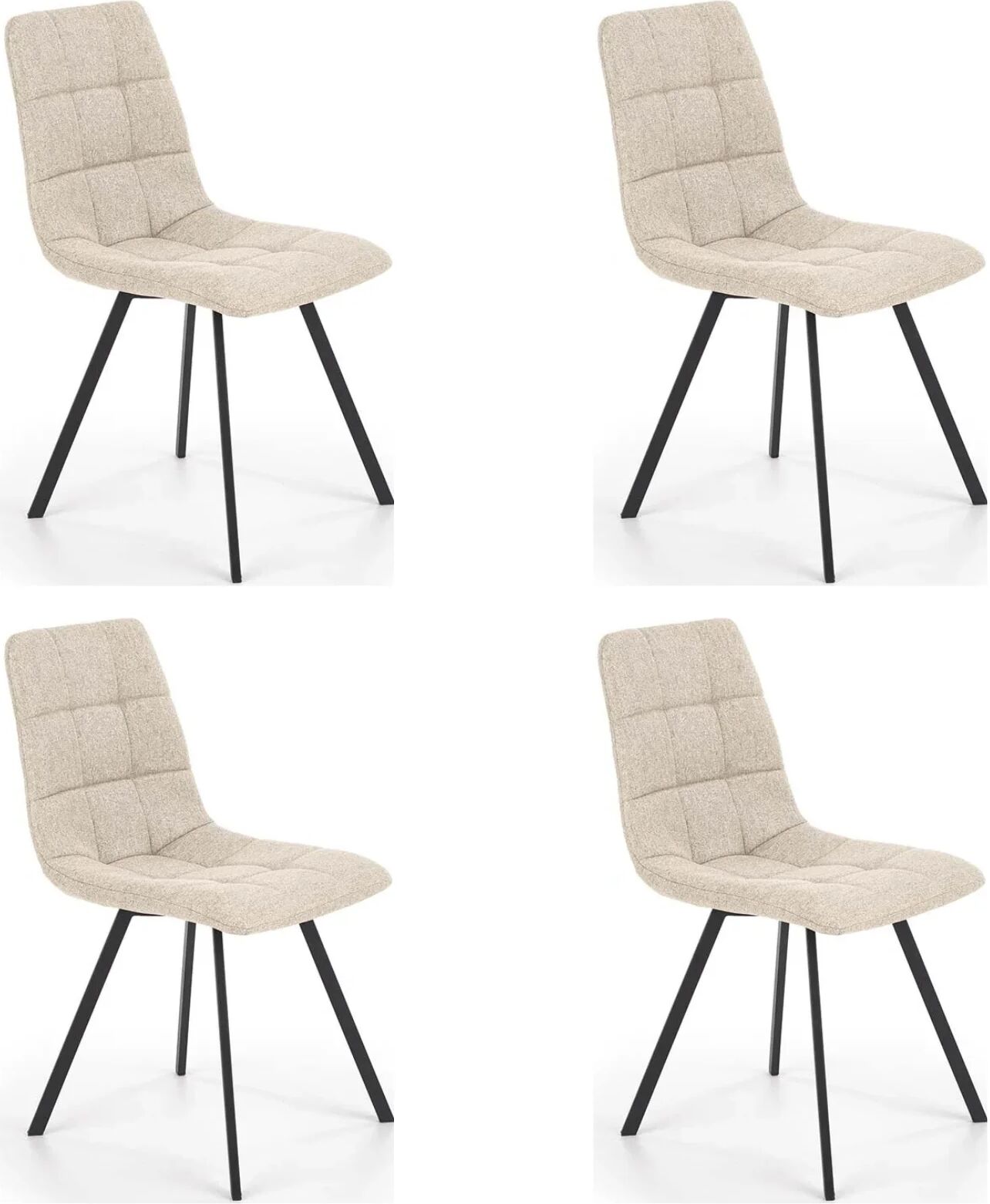 garneroarredamenti Set 4 sedie sala da pranzo imbottite in tessuto beige Kristen