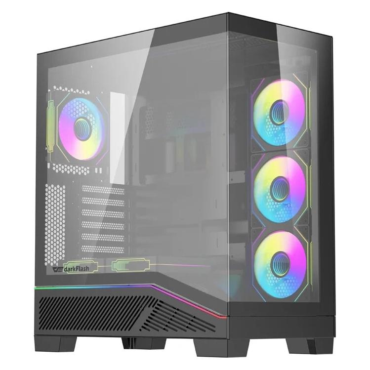 Darkflash Tech Computergehäuse DarkFlash K430 + 6 Lüfter (schwarz) (ATX, mATX, Mini-ITX) (K430 Black +6F)