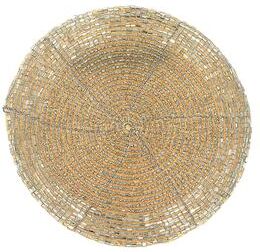 IH Casa Decor Christmas Beaded Round Coaster Gold - Set of 6