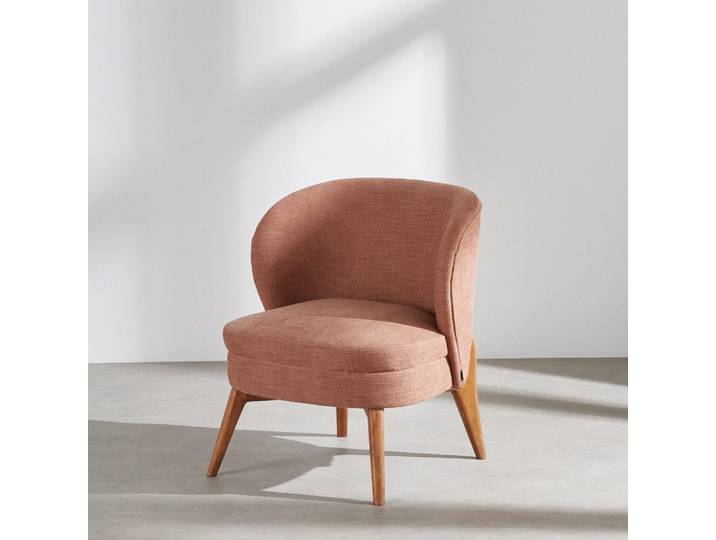 Fauteuil effet lin coloris argile