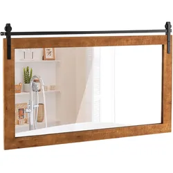 Helloshop26 - Rechteckiger Wandspiegel 100 x 66 cm Landhaus- und Vintage-Design klare Spiegelung rustikaler Touch braune Holzoptik 20_0020079
