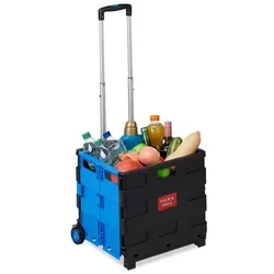 Relaxdays 10x Einkaufstrolley klappbar blau Blau,Schwarz