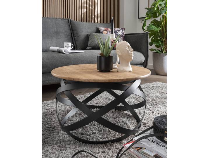 Couchtisch 70cm 'Lissabon' Wildeiche Stahl schwarz