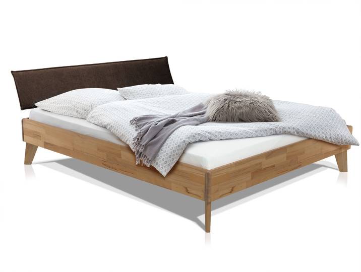 CALIDO 4-Fuß-Bett mit Polsterkopfteil, Material Massivholz