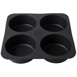 Moritz&Moritz Backform Burger Buns, für 4 Brötchen, Silikon, 26,5 x 26,5 x 4,5cm schwarz, mit Teigschaber, Brötchenbackform