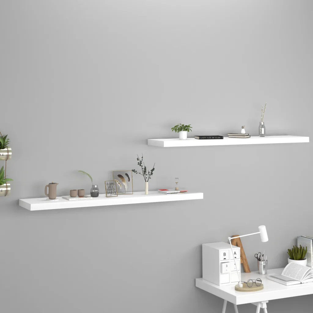 17 Stories Arson 2 Piece Floating Shelf White 3.8cm H x 23.5cm W x 120cm D