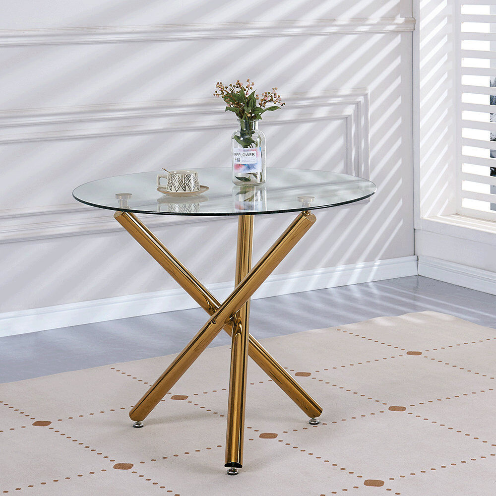 DZOVAD Dining Table with Steel Base Gold