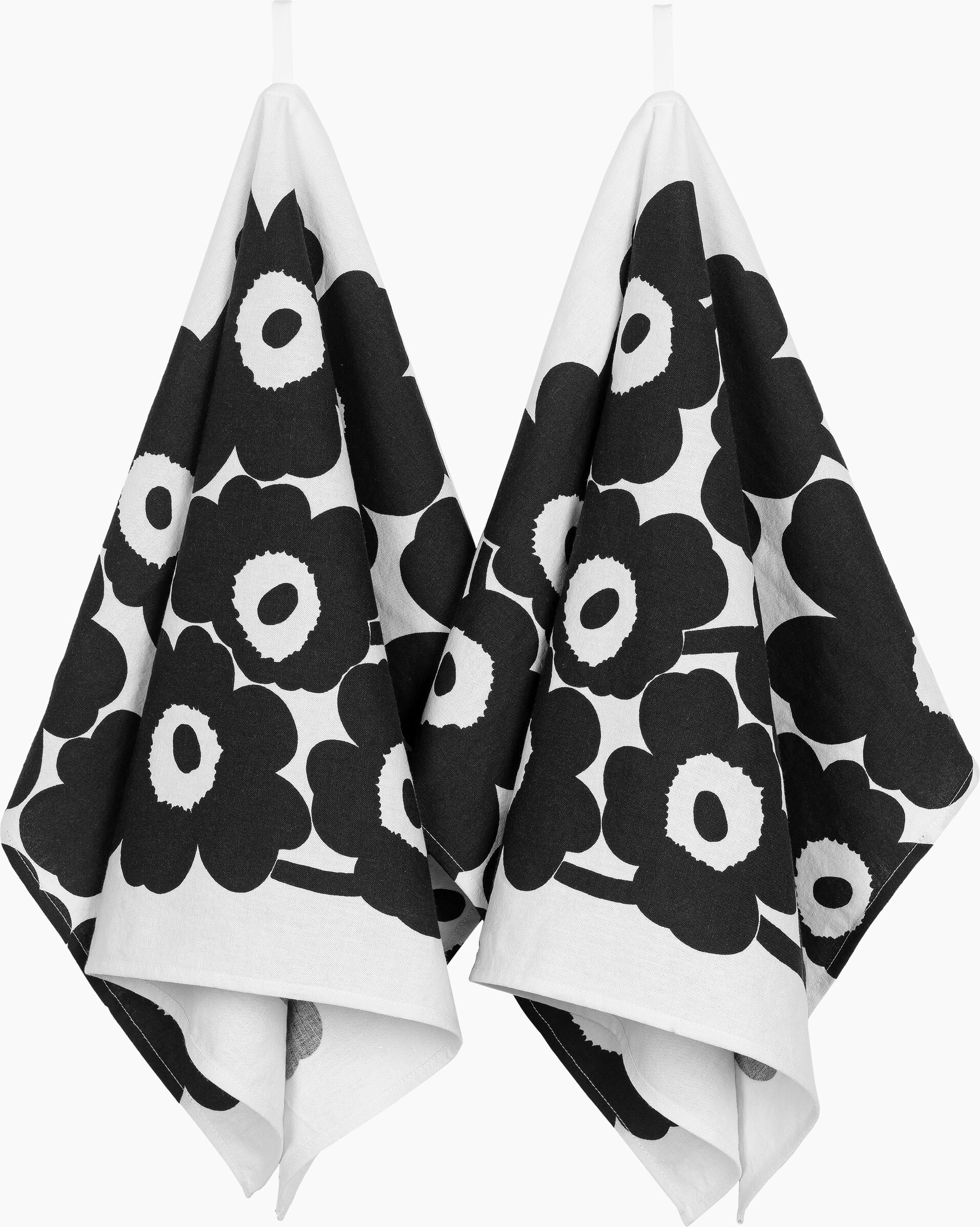 Geschirrtuch MARIMEKKO "UNIKKO", weiß, schwarz, H:47cm L:70cm, Baumwolle, Leinen, Geschirrtücher, Geschirrtuch, 70x47 cm