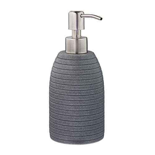 Relaxdays Zeeppompje Grijs, 300 ml, Rvs en Polyresin, Navulbaar