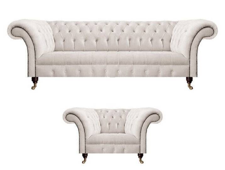 Xlmoebel Chesterfield-Sofa Chesterfield Sofa mit Sessel in edlem Design und Komfort, Hergestellt in Europa