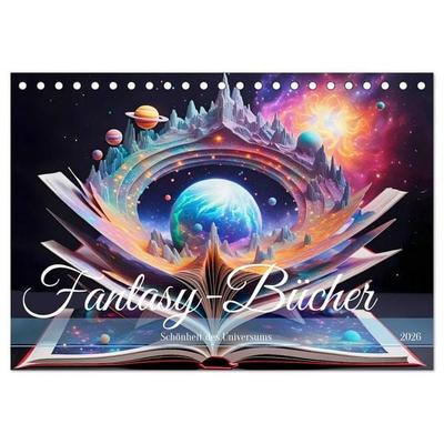 Fantasy-Bücher Schönheit des Universums (Tischkalender 2026 DIN A5 quer), CALVENDO Monatskalender