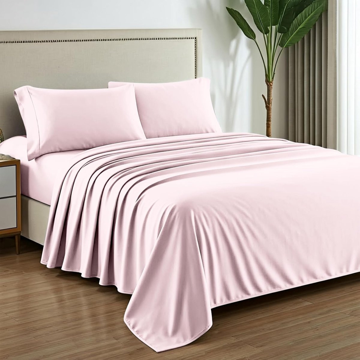 Luxe Katoenen Lakenset in Satijn - Queen Size - Blush