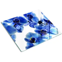 GLASPLATTE 60x52 cm Blaue Orchidee