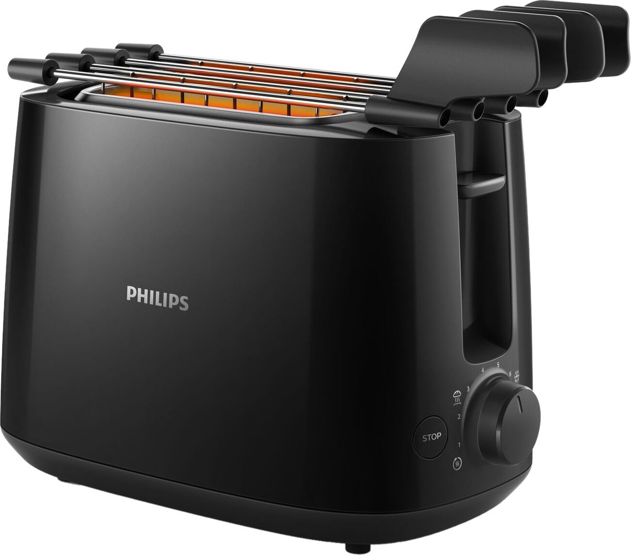 Philips Hd2583/90 Tostapane 2 Fette Potenza 600 Watt Con Vassoio Raccogli-Briciole Colore Nero - Hd2583/90 Daily Collection