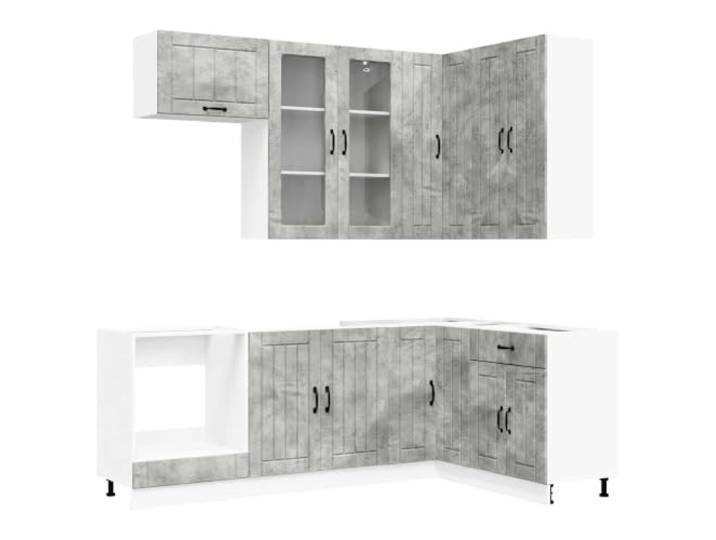 HKTMGDNG Küchenzeile 8-Teilig Einbauküche Küchenschrank Betongrau Moderne 8-teilige Küchenmöbel aus Holzwerkstoff für die Küche mit verstellbaren Füßen und viel Stauraum.