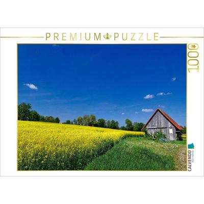 CALVENDO Puzzle Scheune mit Rapsfeld | 1000 Teile Lege-Größe 64x48cm Foto-Puzzle für glückliche Stunden