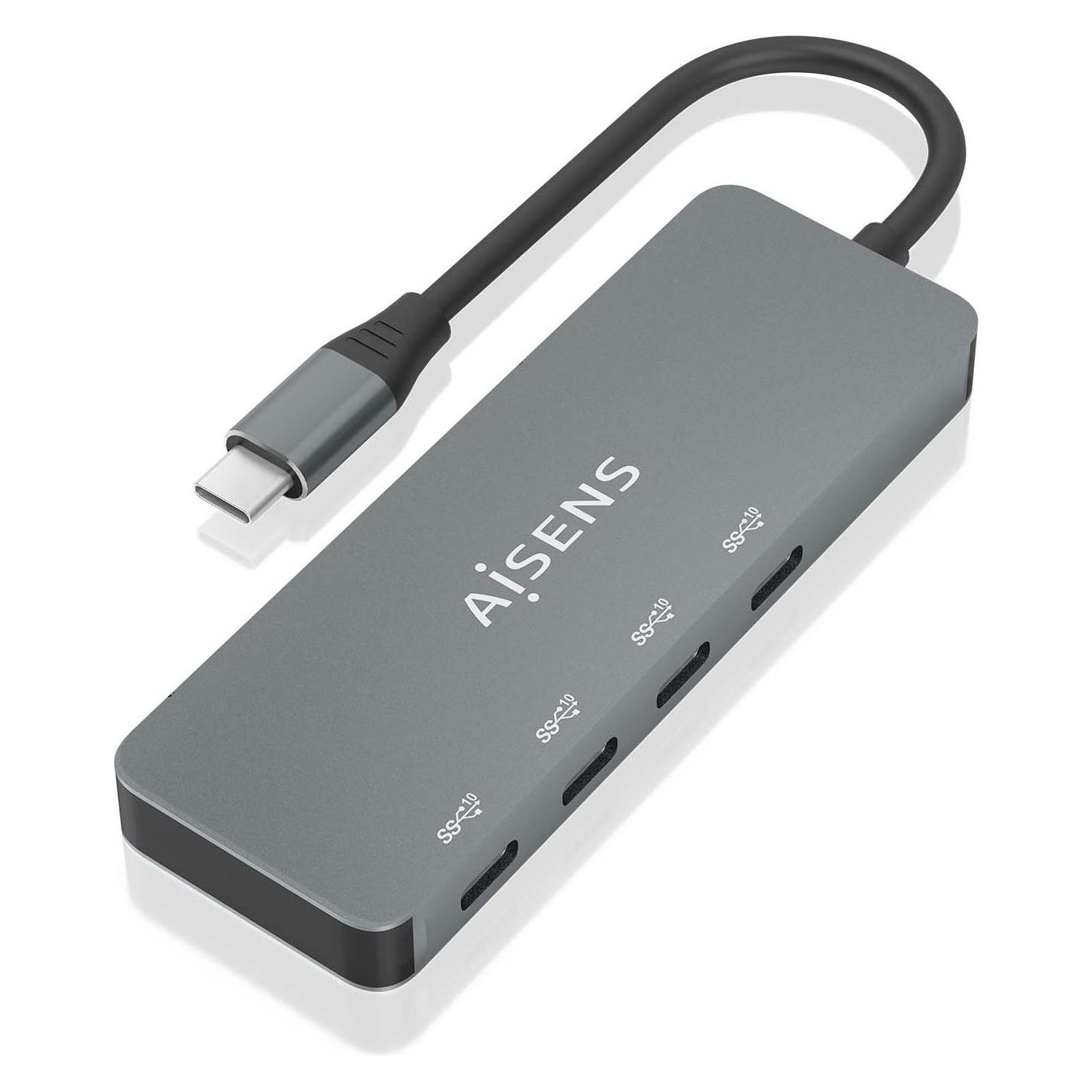 Aisens HUB USB 3.2 GEN2 10G USB-C/M-4XUSB-C/H 15CM GRIS (4 Ports) (A109-0695)