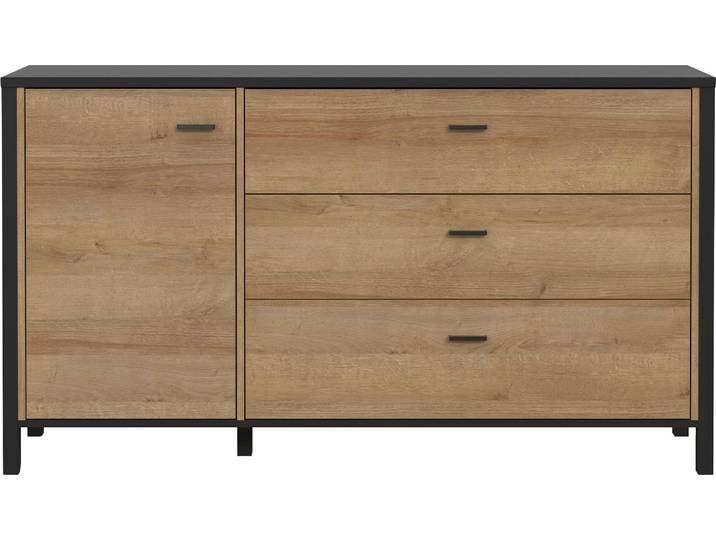 Kommode FORTE High Rock , schwarz, B:151,3cm H:85,1cm T:40,2cm, Sideboards, Kommode, Breite ca. 151 cm