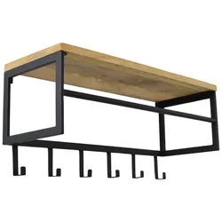 LOFT42 Garderobenständer Ivory - Holz - Metall - 6 Haken und Stange - 80x36x30