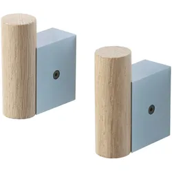 Muuto Attach Garderobenhaken 2er-Set, eiche / pale blue