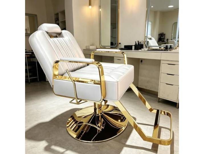 Dalumian Friseurstuhl/Barber-Stuhl mit Verstellbarer Rückenlehne Verstellbare Rückenlehne & Höhe, um 360° drehbar, Ausstattung für Friseur- & Kosmetiksalons, Tragkraft 150 kg(White,B)