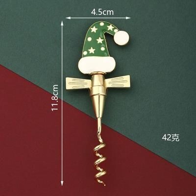 Uplifted Finds Christmas Wine Bottle Opener With Cute Bear & Puppy Hat Holiday Gift Design green Hat