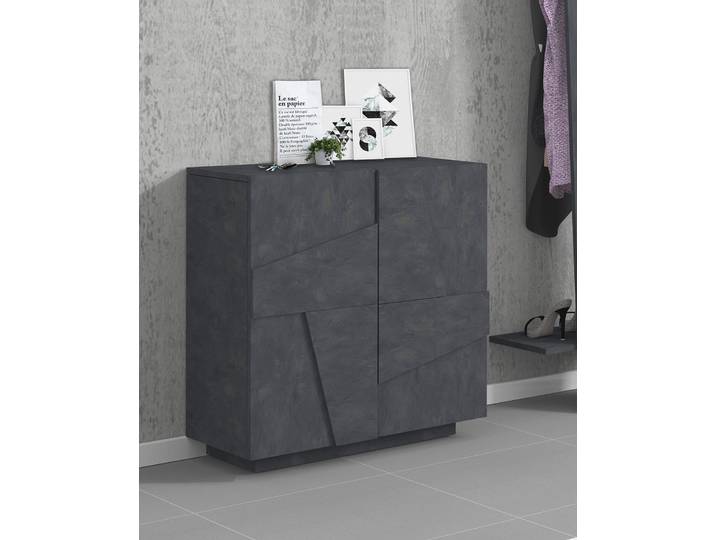 Schuhkommode HOME AFFAIRE Ping , grau (zement), B:81cm H:86cm T:38cm, Holzwerkstoff, Sideboards, Schuhkommode