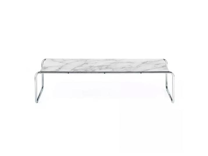 KNOLL table basse rectangulaire LACCIO (Arabescato - Marbre et acier chromé)