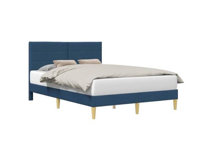 KKgypkn Blauer Stoff-Bettrahmen 140x190 cm mit Kopfteil, modernes Design mit gedrehten Beinen, Stabiler Sperrholzrahmen für erholsamen Schlaf, Pflegeleichte Oberfläche