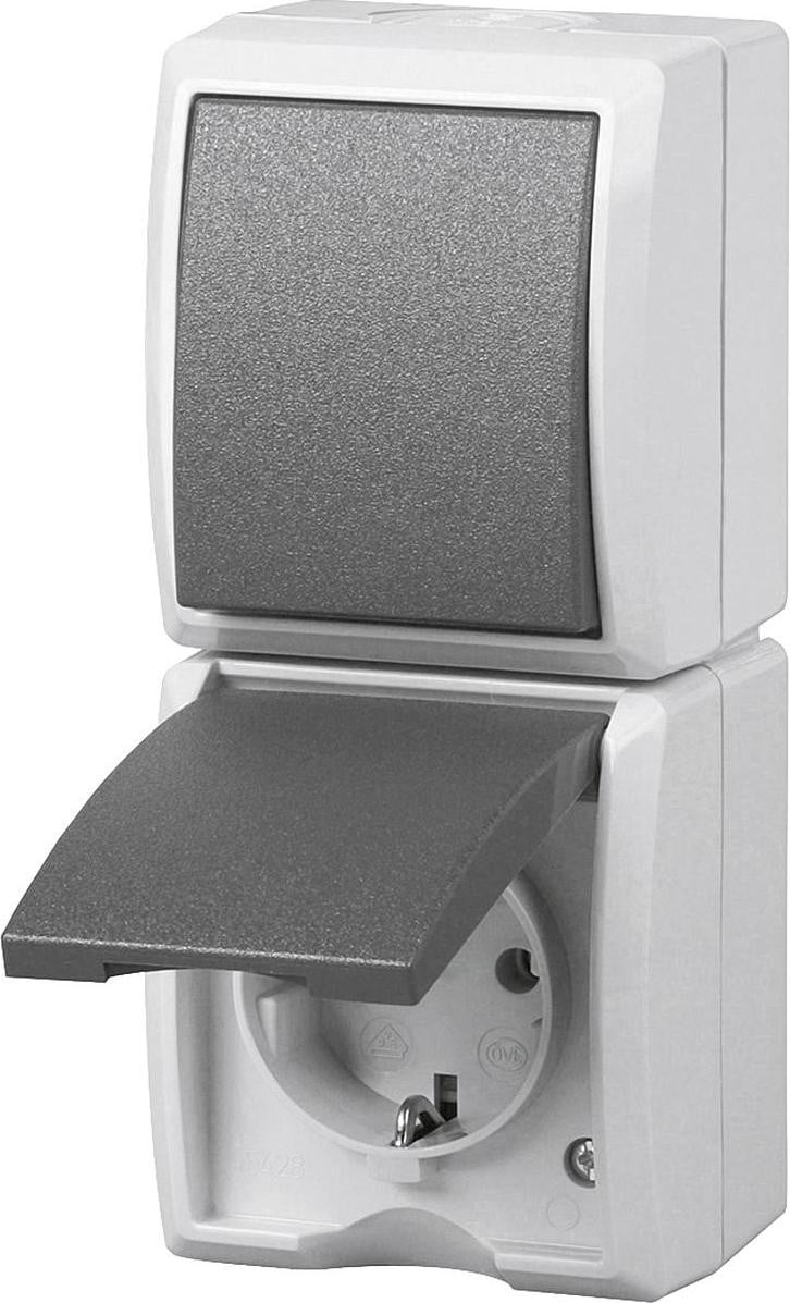 REV AquaForm AP-combinatie schakelaar en stopcontact, grijs