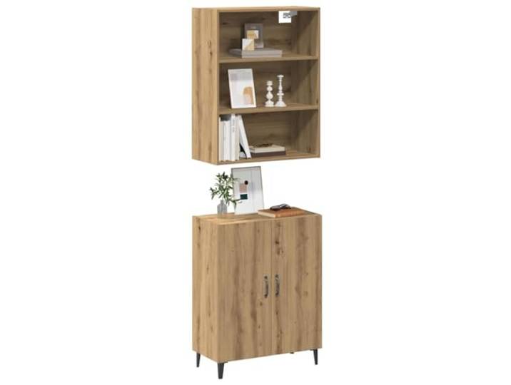 RJPLMFV Anrichte mit Wandschrank, Eiche, Holz, Ingenierie Geräumige Aufbewahrung, elegantes Design, leicht zu reinigen, Wandbefestigung inklusive