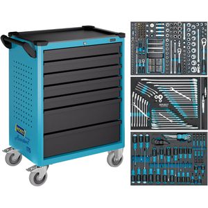 Hazet Werkzeugwagen Assistent 175-7/326, 326-teilig, blau, 7 Schubladen, mit Werkzeug