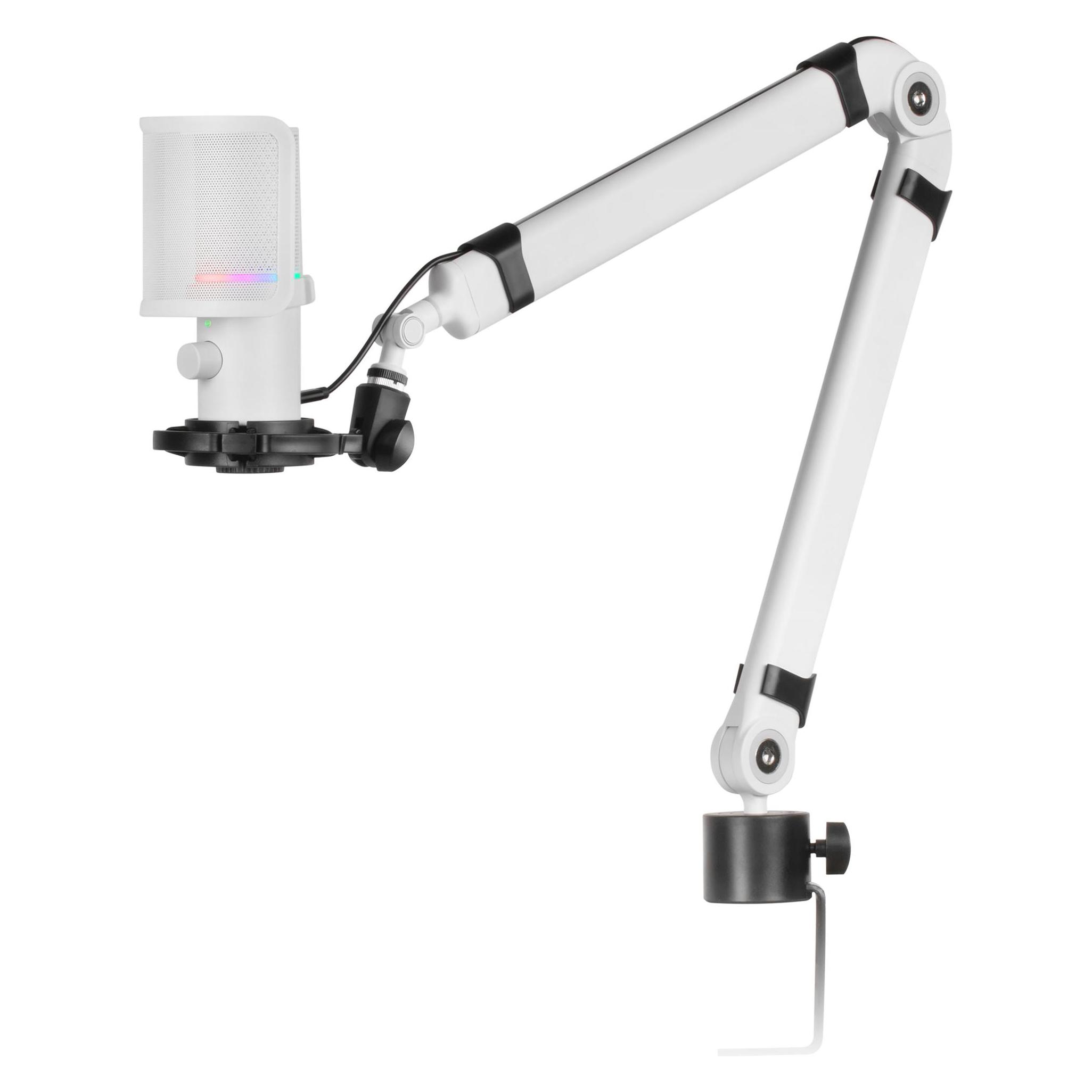 Mars Gaming Microphone Mmic-Xt RGB Avec Bras De Montage (Blanc) (MMICXTW)