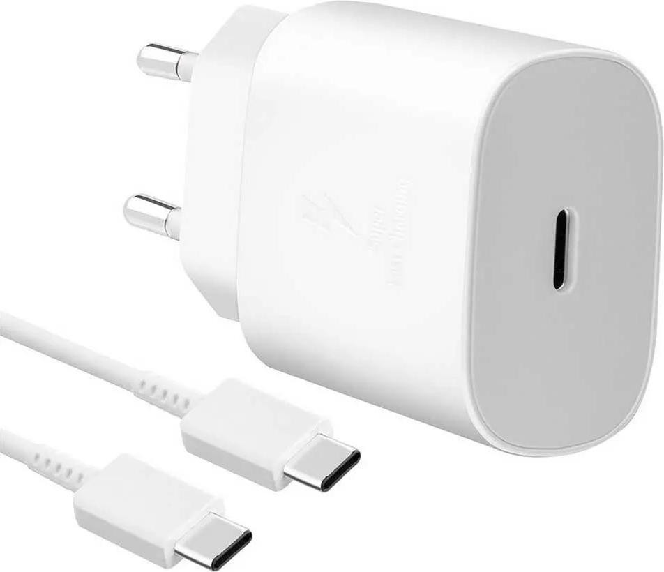 Samsung EP-TA800EWE + EP-DA905BWE 25W reislader met USB-A en USB-C, zilver