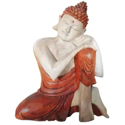 Hand Carved Buddha Statue - 25cm Thinking