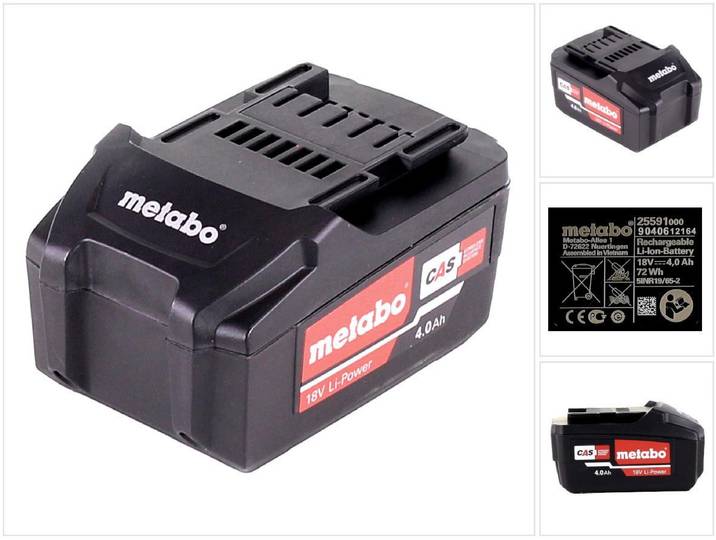 Metabo Ersatz Akku 18 V\, 4\,0 Ah\, Li-Power\, für Elektrowerkzeuge 18 V Maschinen