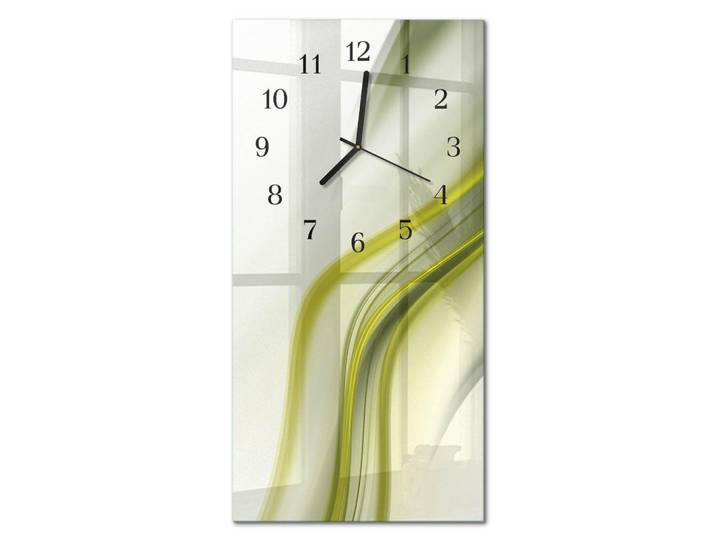 Tulup Wanduhr 60x30 cm - Blumenmuster, Grün, Glas, Rechteckig, 30x60x0.4 cm, Dekoration, Uhren, Wanduhren