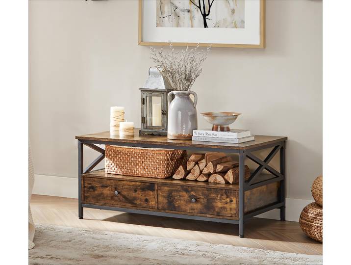 VASAGLE table basse\, table de salon\, en X\, brun vintage-noir