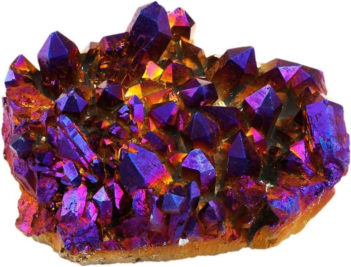 Kristal Cluster Titanium Aura Gecoat Kwarts Edelsteen Decoratie Paars 5-7 cm