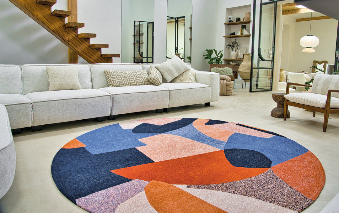 Louis de Poortere Gallery Shapes Carpe Diem Recycled P.E.T Area Rug Cream;Blue;Gray Rectangle 100 x 140cm