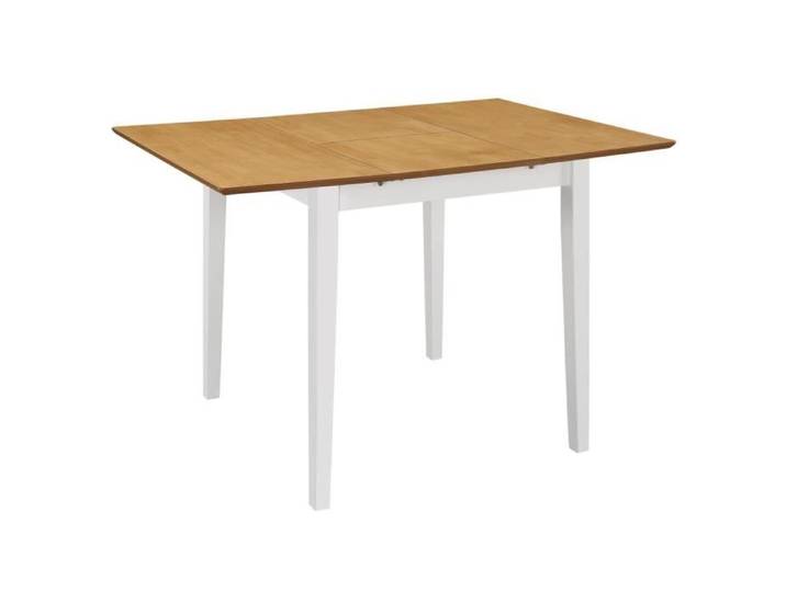 Table à dîner extensible - SIB - Blanc - Bois d'hévéa massif - Rectangulaire