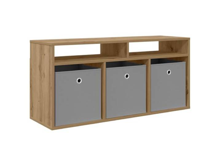 GKHPYURE Lowboard mit Schublade Eiche Handwerk 102 x 32 x 48,5 cm Technisches Holz, eingelassene Griffe, 3 Schubladen, 2 Einlegeböden, großer Wohnraum