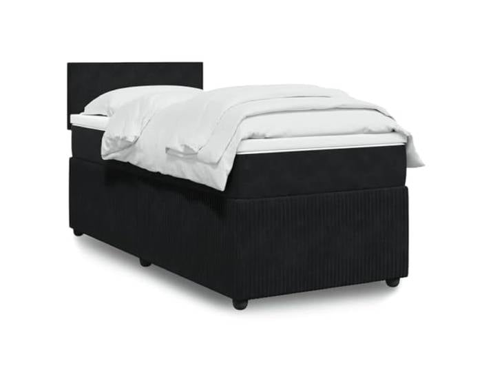 RJPLMFV Lattenrost, komplett, Matratze, Schwarz, 90 x 200 cm, Velours Taschenfedern, abnehmbarer Bezug, waschbar, optimale Unterstützung, täglicher Gebrauch