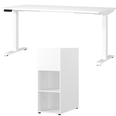 Büromöbel-Set GERMANIA "Mailand", weiß, Schreibtisch Breite 160cm Holzwerkstoff Metall, Holzwerkstoff, Metall, Arbeitsmöbel-Sets, Büromöbel-Set, inkl. Schreibtisch und Raumteiler