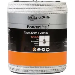 Gallagher, Gartenzaun, Kunststoffband weiss schwarz 20 mm x 200 m
