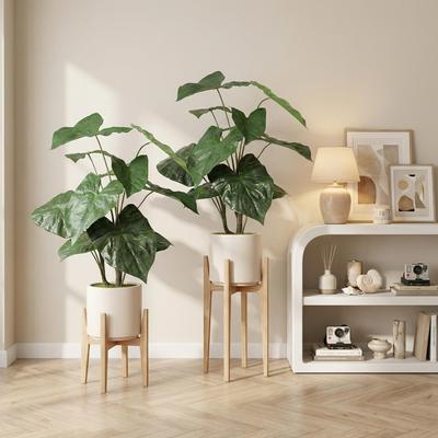 Kodotan sofa "30"" Artificial Tropical Alocasia Leaf Plant With White Pot 2pc/set"